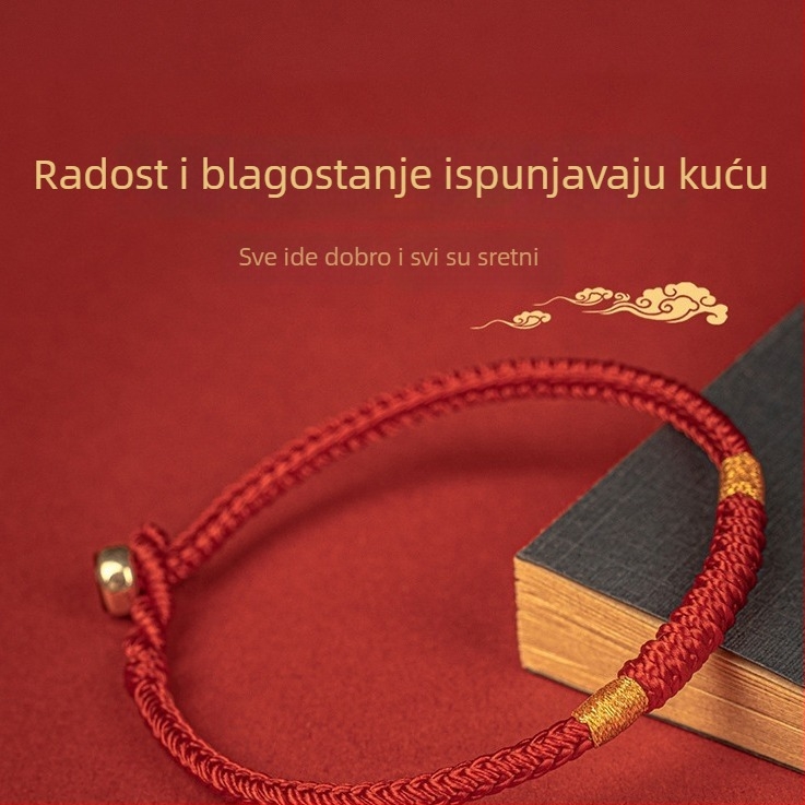 Crveni konopac narukvica s ručno pletenim dijamantnim čvorom i 925 srebrnim dodacima, unisex, originalni dizajn