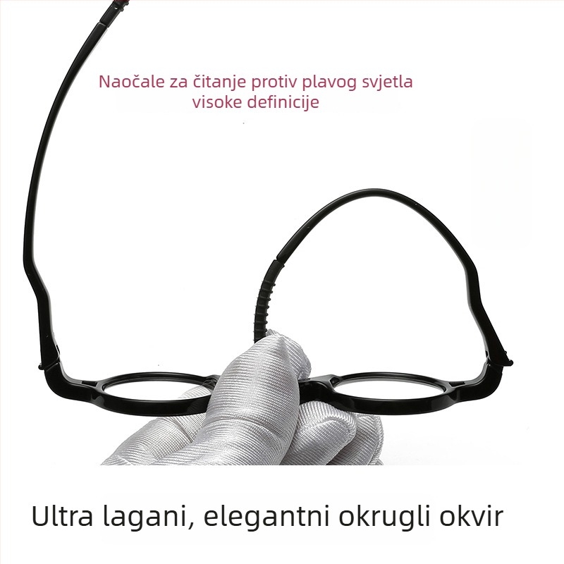 Čitačke naočale s okruglim okvirom, model 8087, zaštita protiv plavog svjetla, TR90 okvir, leće od smole, asferne leće, retro stil književnosti i umjetnosti