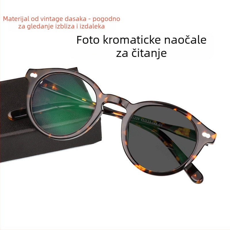 Bifokalne naočale za čitanje s fotochromnim lećama, UV zaštita, okrugli okvir.