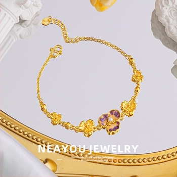 Narukvica – mesing, elektroplatiranje, cvjetni dizajn, francusko retro, Niyou Jewelry