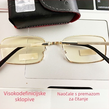Sklopive naočale za čitanje sa staklenim lećama, anti-fatigue pri presbiopiji, unisex okvir 8011
