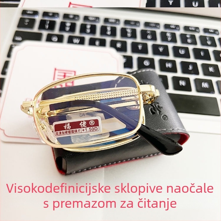 Sklopive naočale za čitanje sa staklenim lećama, anti-fatigue pri presbiopiji, unisex okvir 8011