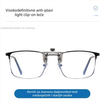 Čitačke naočale s klipsom: TAC leće, zaštita od plave svjetlosti i UV, višefunkcionalne za daleko i blizu, kvadratni okvir TR90/TR, poslovni/elegantan/minimalistički stil (Zima 2024)