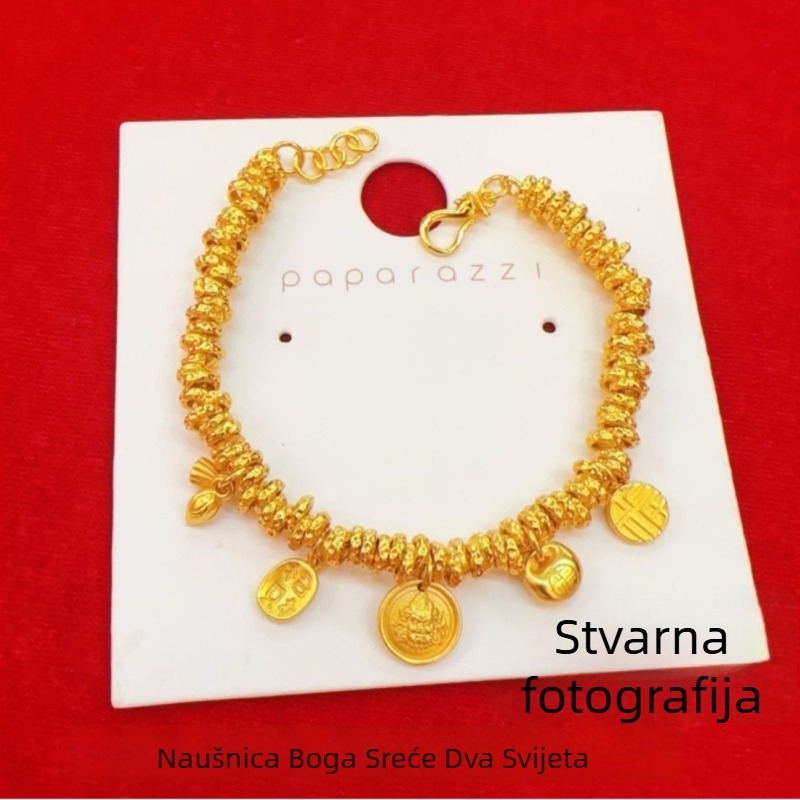 Naramnica od mesinga s pozlaćenim životinjskim motivom, palatnog stila, ručni nakit za žene (Materijal: mesing; Obrada: elektroplating; Motiv: životinja; Stil: palatni; Za: žene)