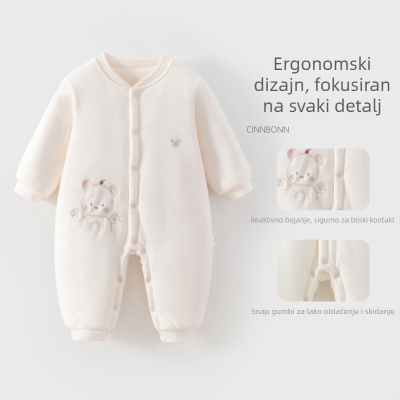 Bebin zimski kombinezon s prešivanom pamučnom tkaninom, dugi rukav, bez kapulje, unisex, za novorođenčad
