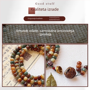 Bodhi narukvica s 108 perli, višestruki omot, Buddha perle za muškarce i žene, stil ogrlice