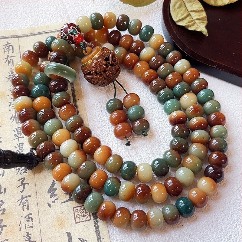 Bodhi narukvica s 108 perli, višestruki omot, Buddha perle za muškarce i žene, stil ogrlice