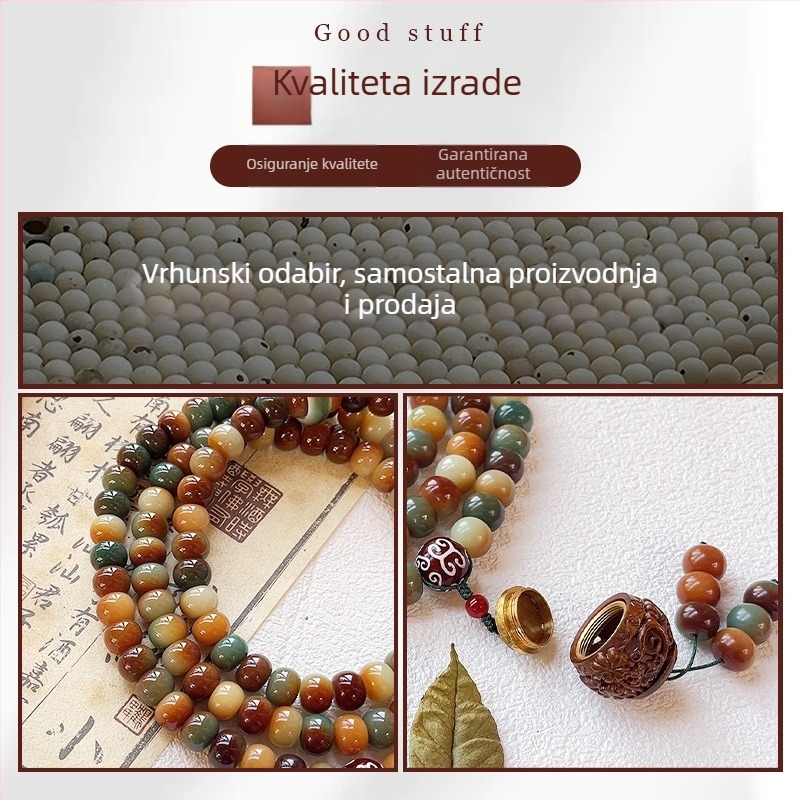 Bodhi narukvica s 108 perli, višestruki omot, Buddha perle za muškarce i žene, stil ogrlice