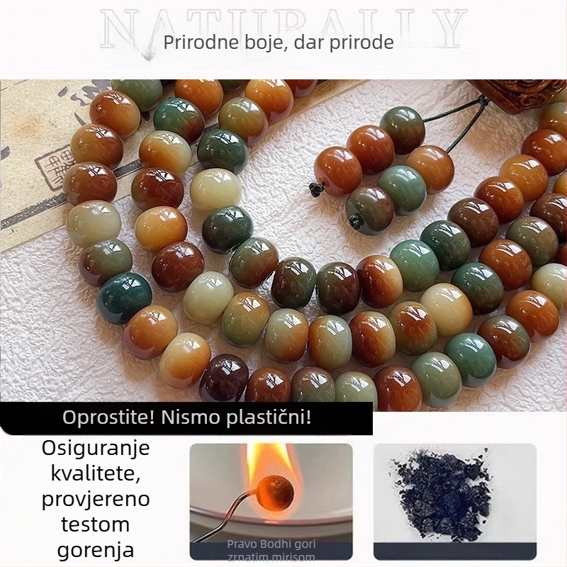 Bodhi narukvica s 108 perli, višestruki omot, Buddha perle za muškarce i žene, stil ogrlice