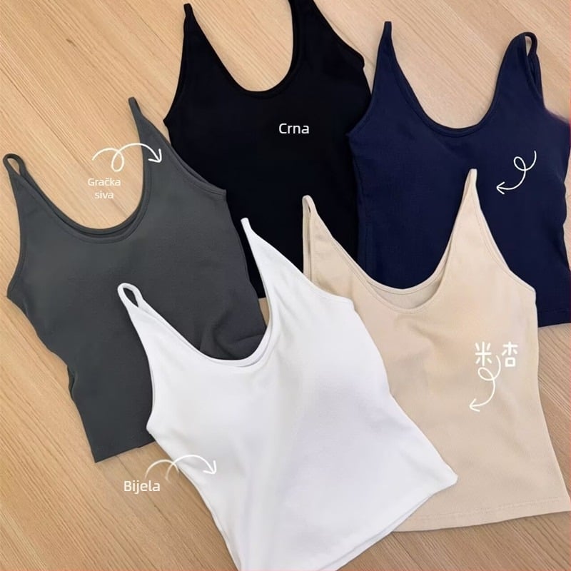 Ženski bezrukavni top od pamucne smjese 30–50% pamuka, vest stil, okrugli vrat, srednja gustoća tkanine 141-160 g/m²
