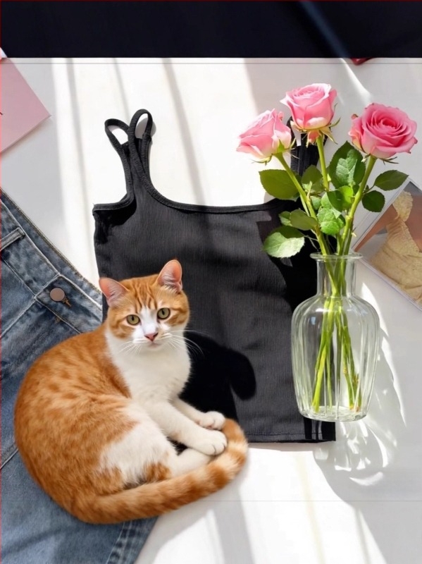 Ženski top s dvostrukim naramenicama i jastučićem za prsa — ljetni gornji dio, jednostavan i svestran; pamuk 95%+, poliester 90–95%, visoka elastičnost, ultra kratka duljina