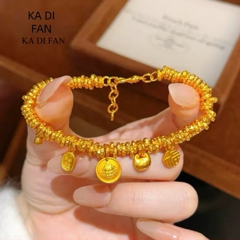 Pozlaćeni bakreni geometrijski unisex narukvica, elektroplatiranje završna obrada, etnički stil, porijeklo: Lianyungang