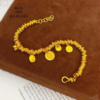 Pozlaćeni bakreni geometrijski unisex narukvica, elektroplatiranje završna obrada, etnički stil, porijeklo: Lianyungang