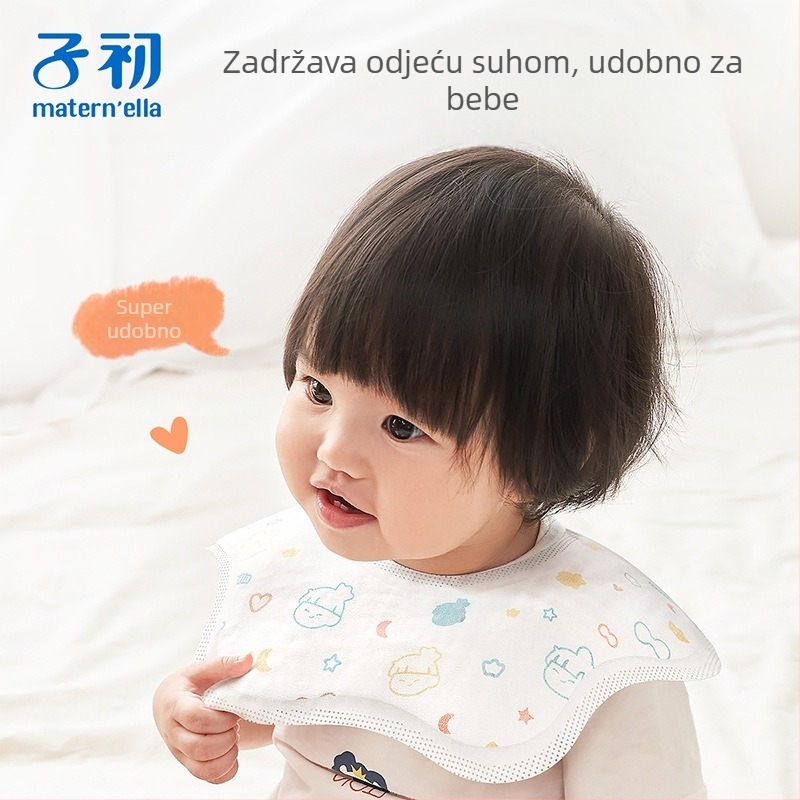Jednokratni dječji rupčić i salivator ručnik, vodootporan, s otiskom, od netkane tekstile i pamuka, sigurnosna razina A, za djecu 3–8 godina