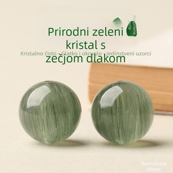Prirodno zelene kristalne perle s krznom zeca za DIY nakit – okrugle kristalne perle za narukvicu i ogrlicu