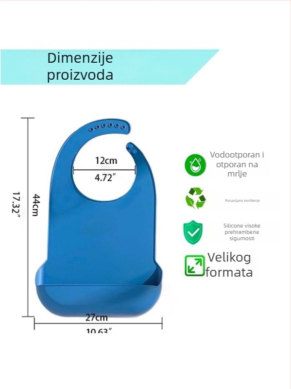 Dječji silikonski vodootporni ubrus za jelo - Unisex, Otporan na prljavštinu, Jednobojni uzorak