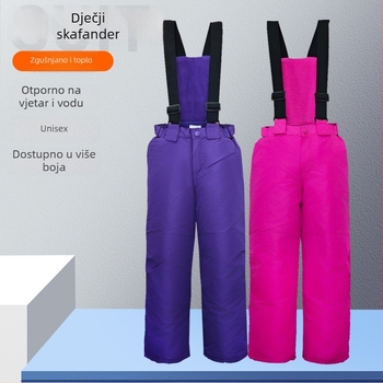 Dječje skijaške hlače sa naramenicama — prozračne, tkanina od poliesterskih vlakana s mješavinom kemijskih vlakana, PP pamuk punjenje