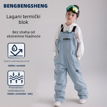 Dječje skijaške hlače s naramenicama – vodootporne, otporne na vjetar i tople; punilo od pamuka; Bounce rope marka; šifra H005_