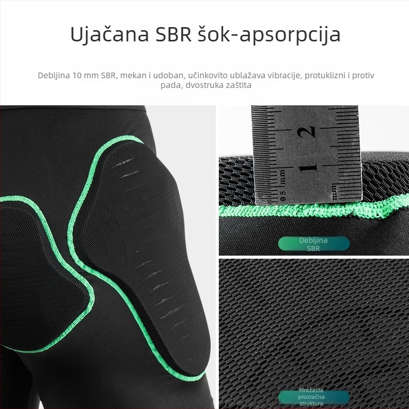 Unisex skijaški zaštitni šorc za bedra - (materijal Nylon Brush Lycra; podstava Nylon mesh; punilo 10 mm pjene; za zimske sportove)