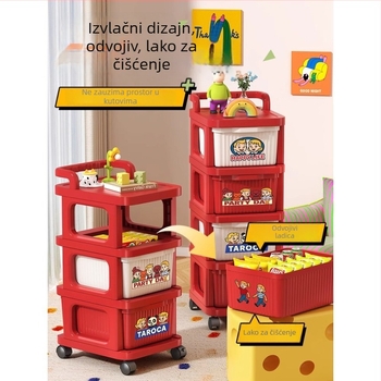 Noćni ormar za skladištenje sa 4 police, PP materijal, pokretni, moderan minimalistički stil