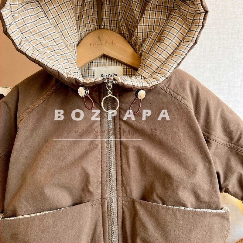 Dječja zimska jakna s kapuljom — prešivena, vanjski materijal 100% pamuk, zatvarač, poliester podstava, dugi rukavi