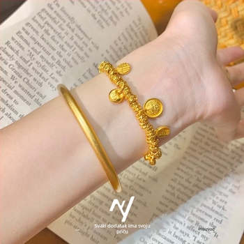 Ženska narukvica od mesinga sa pozlaćenim premazom, pleteni dezen životinje, elektroprevlačenje, Niyou Jewelry, jednostavan stil, književno retro, jesensko 2025 izdanje