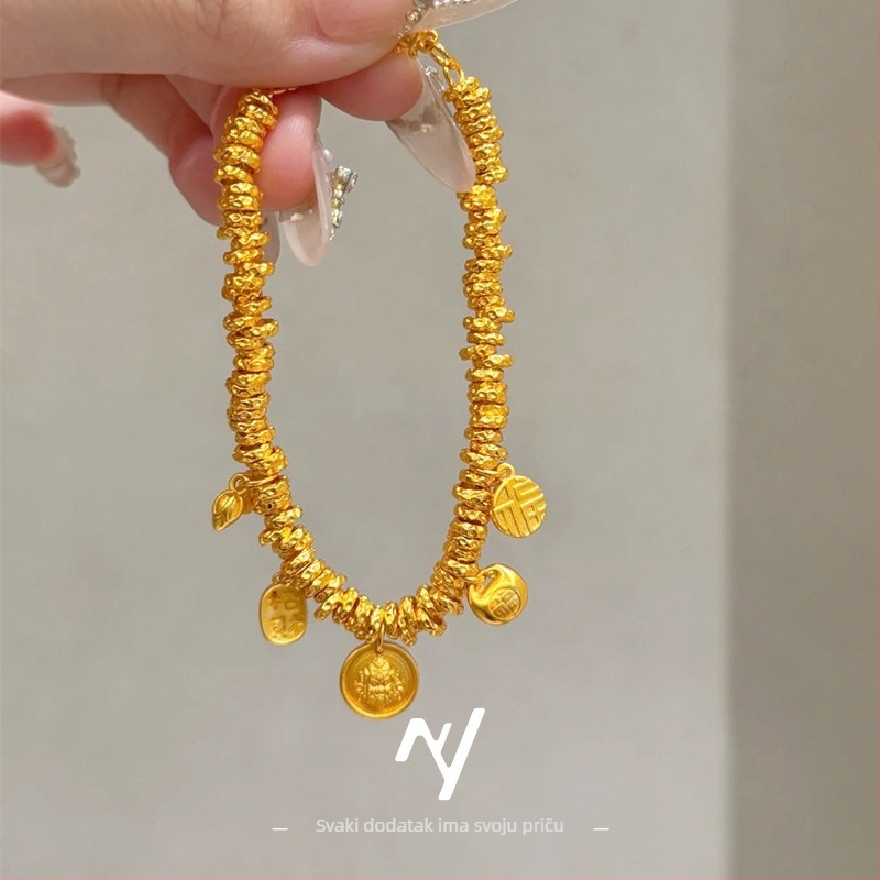 Ženska narukvica od mesinga sa pozlaćenim premazom, pleteni dezen životinje, elektroprevlačenje, Niyou Jewelry, jednostavan stil, književno retro, jesensko 2025 izdanje
