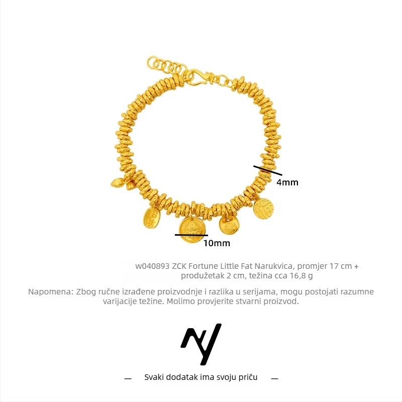 Ženska narukvica od mesinga sa pozlaćenim premazom, pleteni dezen životinje, elektroprevlačenje, Niyou Jewelry, jednostavan stil, književno retro, jesensko 2025 izdanje