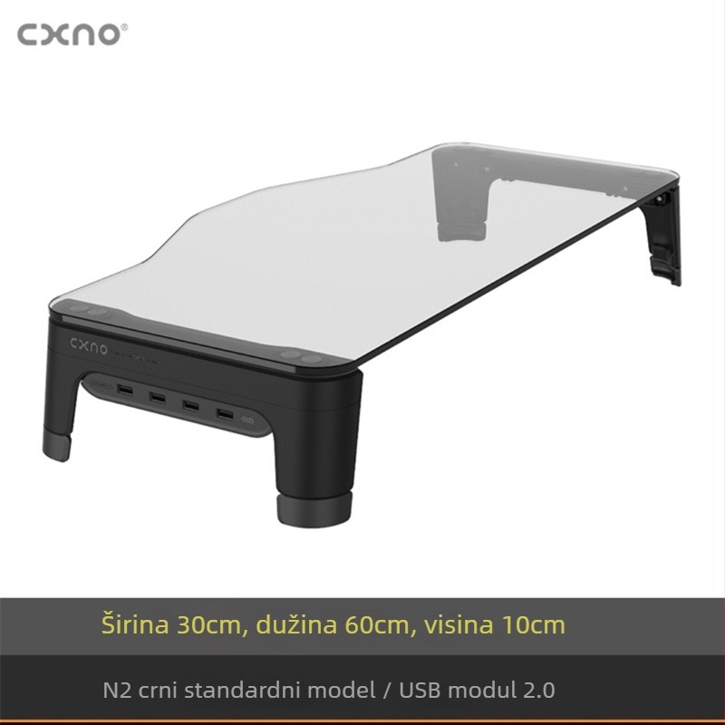 CXNO N2600 MAX podiznački stalak za monitor s USB proširenjem, plastični stolni držač ekrana i ladica za tipkovnicu