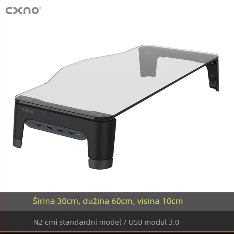 CXNO N2600 MAX podiznački stalak za monitor s USB proširenjem, plastični stolni držač ekrana i ladica za tipkovnicu