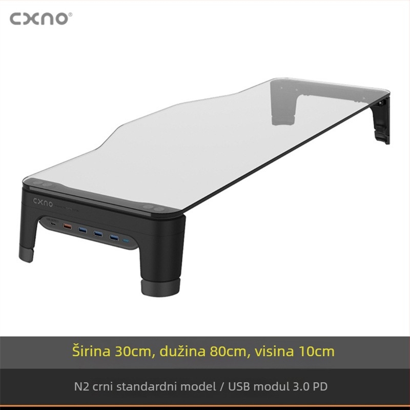 CXNO N2600 MAX podiznački stalak za monitor s USB proširenjem, plastični stolni držač ekrana i ladica za tipkovnicu