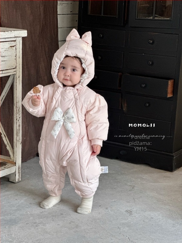 Unisex zimski down jumpsuit za dojenčad i malu djecu, odvojiva kapuljača, punilo od patjeg perja 86–90%