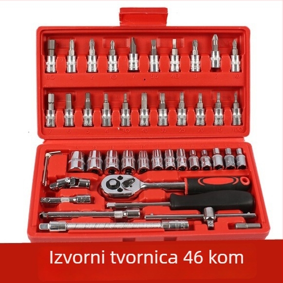 46-dijelni set alata za popravke automobila i kućnih popravaka; od 45# čelika; metričko kućište