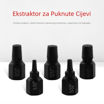 Hex socket extractor za slomljene navoje — krom-vanadij čelik, 10-dijelni set, britanski stil, kućna upotreba