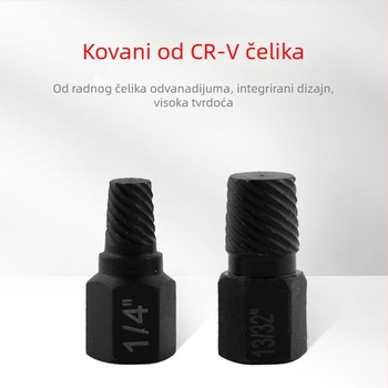 Hex socket extractor za slomljene navoje — krom-vanadij čelik, 10-dijelni set, britanski stil, kućna upotreba