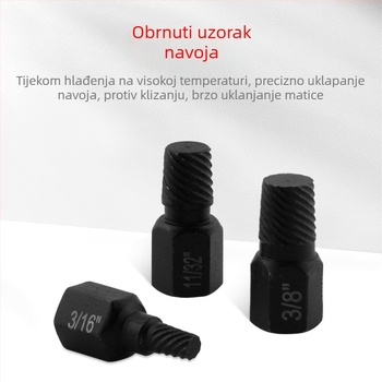 Hex socket extractor za slomljene navoje — krom-vanadij čelik, 10-dijelni set, britanski stil, kućna upotreba