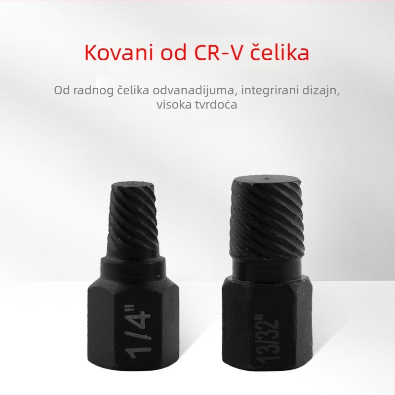 Hex socket extractor za slomljene navoje — krom-vanadij čelik, 10-dijelni set, britanski stil, kućna upotreba