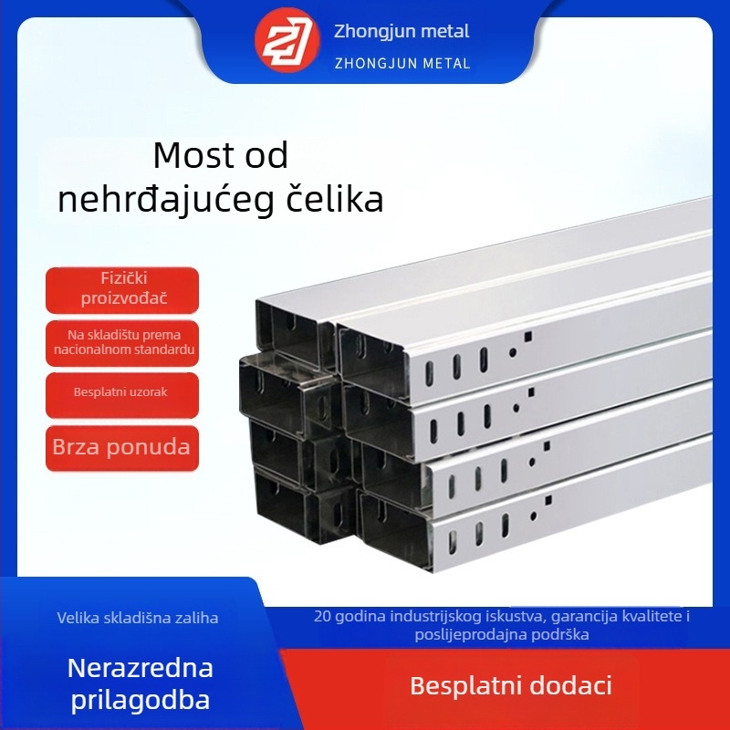 Most za kablove od nehrđajućeg čelika 304, žljebasti tip, prilagodljivo; model: nehrđajući čelični most; primjena: nafta, kemijska industrija, elektroenergetika, telekomunikacije