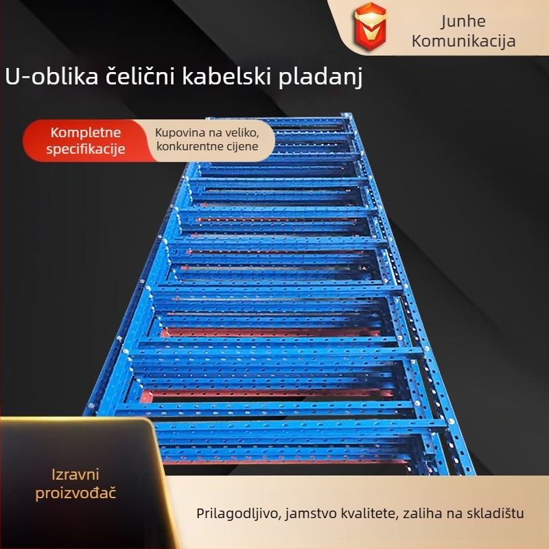 Unutarnji kabelski nosač od nehrđajućeg čelika s trapeznim presjekom, U-oblik, za električne i komunikacijske prostorije, prilagodljiv