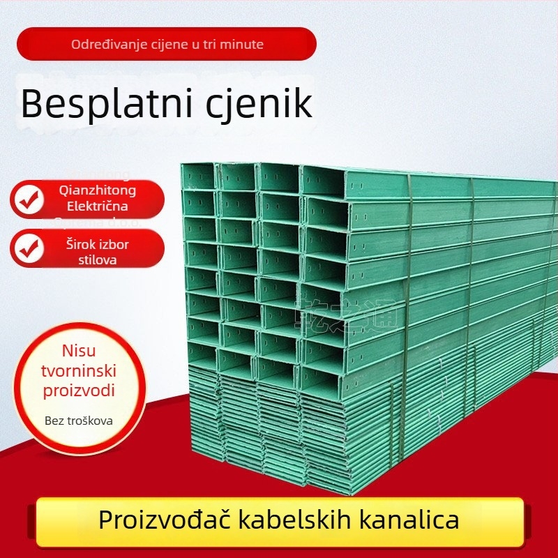 Fiberglass kabel-kanal, tip tunel, otporan na plamen, paletni most, Dry Pass, modeli: 100×100, 100×200, 200×200, 300×100, 300×200; područja primjene: petrohemija, elektroenergetski sektor.
