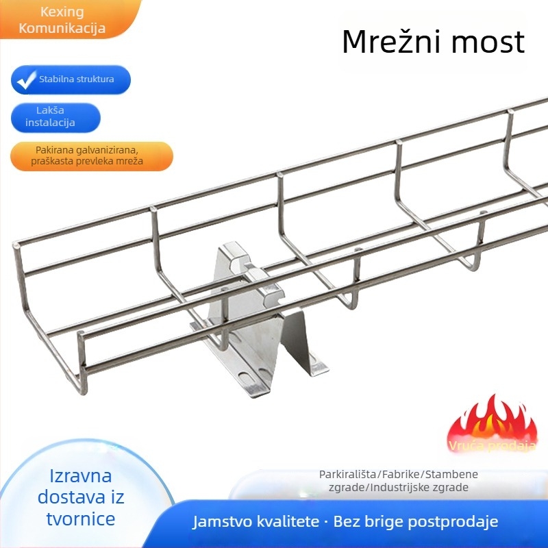 Nehrđajući čelični mrežasti kabelski kanal za strojarnu — most slaboga napona, marka Kexing, mrežasti kabelski kanal, pogodan za tvornice i industrijske zgrade