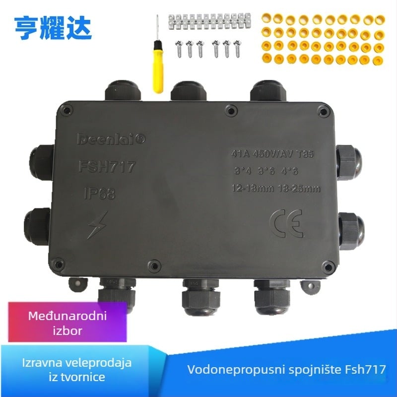 Hengyoda vanjska IP68 zaptivena električna kutija za razdvajanje, promjer vodova 4–15 mm, za LED rasvjetne žice