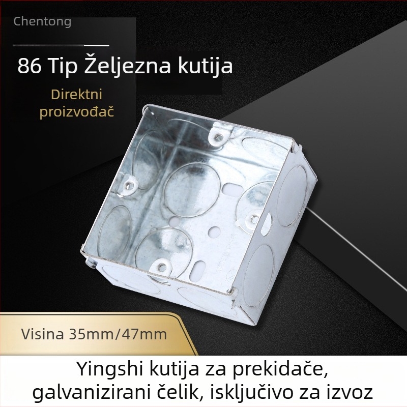86-tip metalna kutija za spajanje s savijenim tijelom za prekidač, skrivena konstrukcija, galvanizirano donje kućište, vodootporna kutija za kabelske spojeve