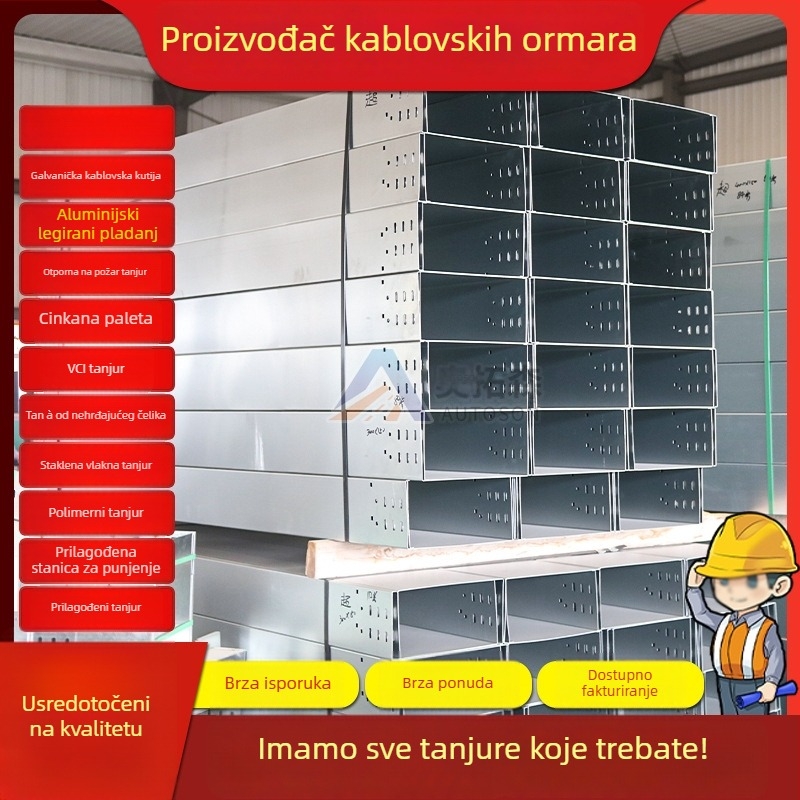 Otosen aluminijski most od legure aluminija, paletnog tipa, za kabelske kanale – industrijska elektroinstalacija