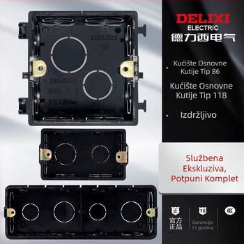 DELIXI ELECTRIC 118 Tip 86 donja kutija za skrivenu ugradnju, pravokutna kutija za spojnice s najlonskim poklopcem