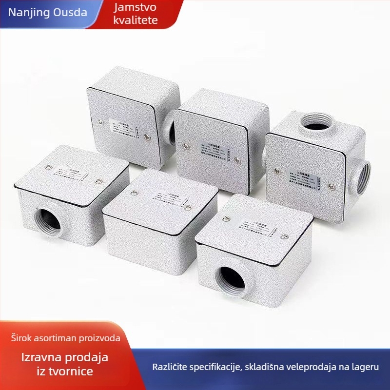 Kockasta kutija za spajanje od lijevanog aluminija, IP66 vodootporna, vanjska uporaba, navoji G1/2, G3/4, G1