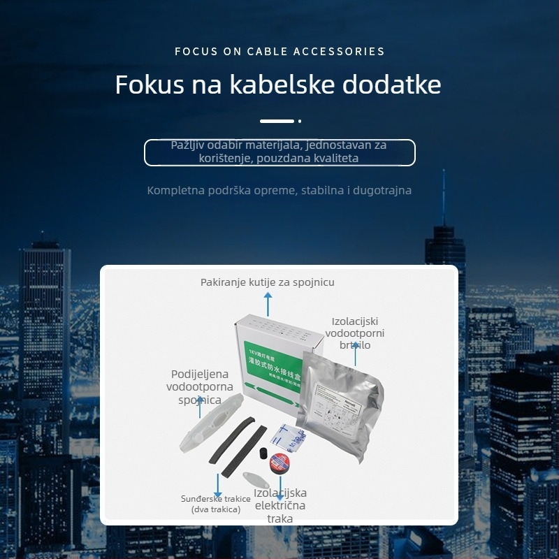 Cobede IP68 Vodootporna kutija za kabelske spojke, napunjena smolom za potting, ravna prolaz