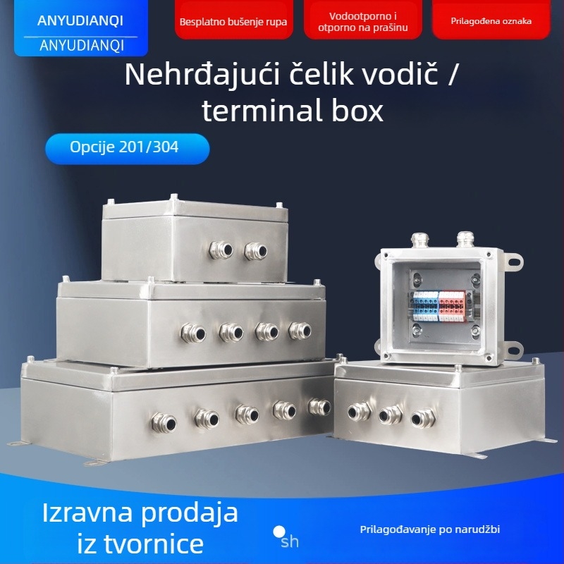 Vanjska kutija za spajanje od 304 nehrđajućeg čelika, vodootporna, visilna instalacija, hub box, IP56