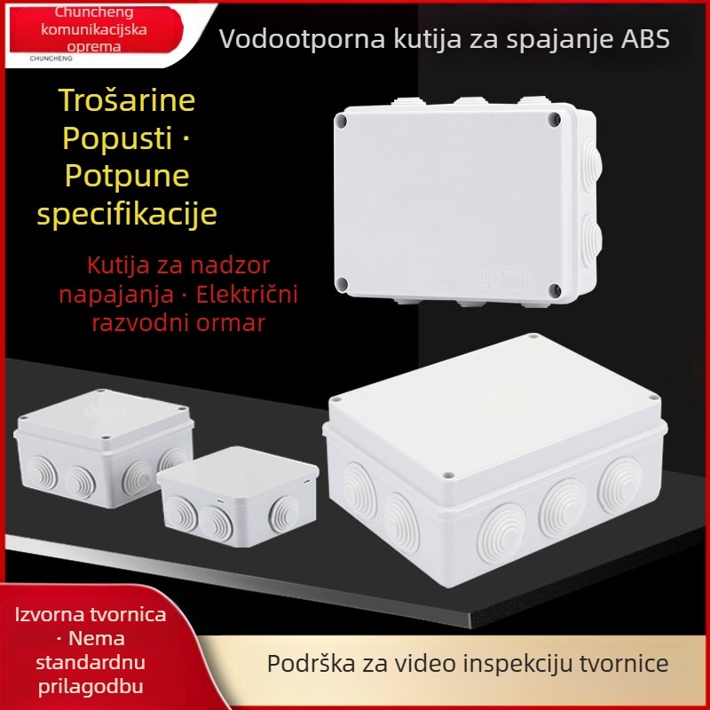 Vanjska perforirana vodootporna kutija za razvodnike od ABS plastike — IP66, vijkasta montaža, serija kutija za distribuciju