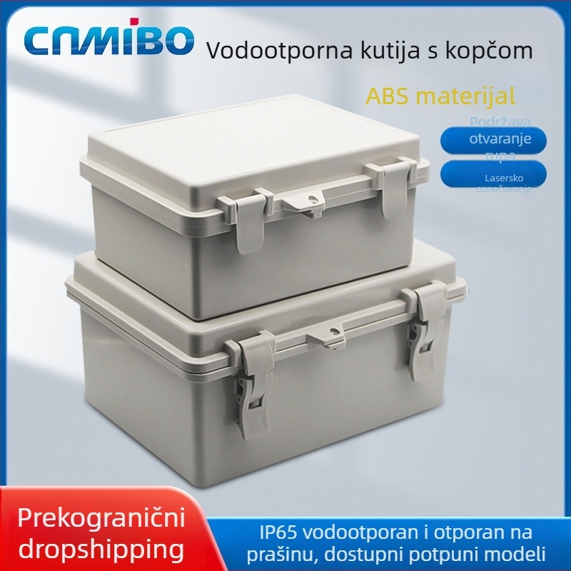 Vodootporna kutija za spojeve od ABS plastike s preklopnim poklopom na šarke, vodootporna kutija za instrumente s mogućnošću zaključavanja